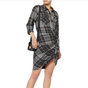 Veronica Beard Sierra Black, Gray & Pink Plaid Asymmetrical Dress Size 6